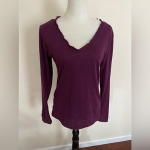 Aeropostale, long sleeved, V neck shirt. Burgundy